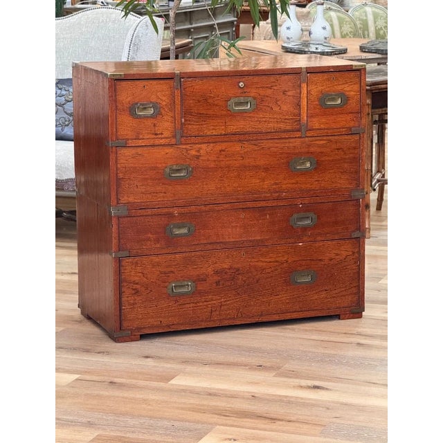 Two Part English Campaign Chest , 19th Century For Sale - Image 4 of 11
