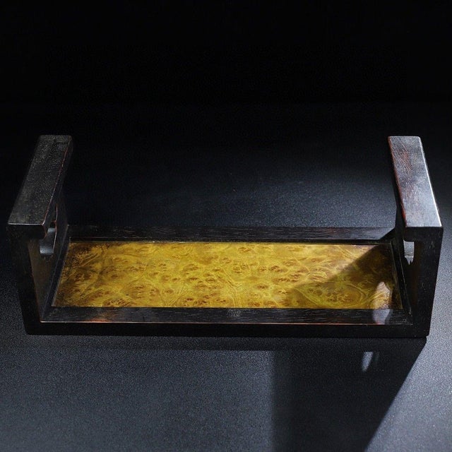 Vintage Chinese Miniature Display Stand With Golden Camphor Wood Inset For Sale - Image 9 of 10