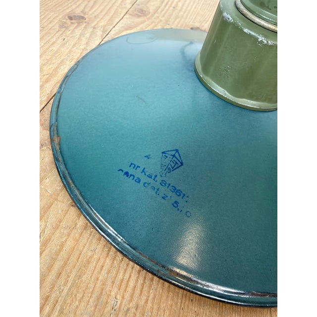 Industrial Petrol Enamel Military Pendant Lamp with Cast Aluminium Top, 1960s For Sale - Image 14 of 17