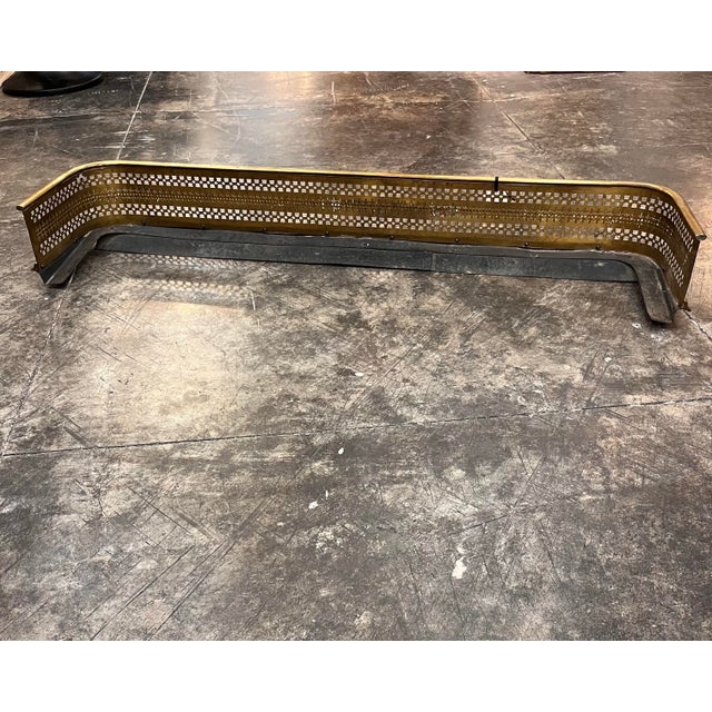 Brass Antique English Reticulated Brass Fireplace Fender For Sale - Image 8 of 11