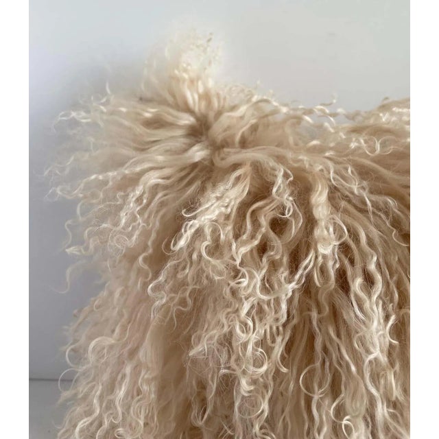 Nude tone Tibetan Goat hair accent pillow with linen backing. The beautiful face of this pillow has a nude blush tone with...