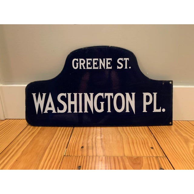 1920s Vintage Greenwich Village New York City Enamel Street Sign For Sale - Image 5 of 11