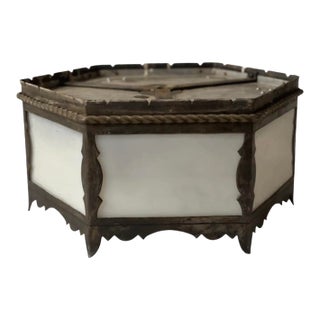 Vintage Gothic Style Milk Glass Church Ceilling Light Flush Mount For Sale