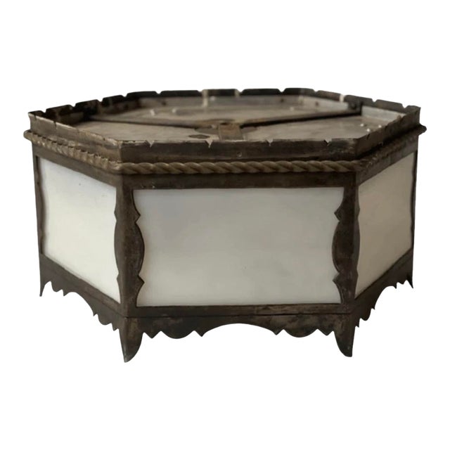 Vintage Gothic Style Milk Glass Church Ceilling Light Flush Mount For Sale