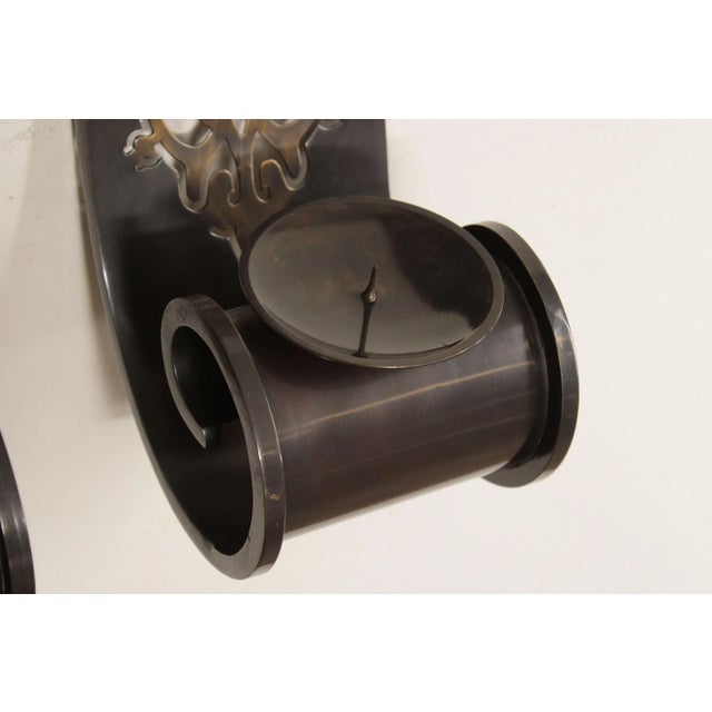 Bombay Company Pair Pierced Brass Candle Wall Sconces For Sale - Image 10 of 13