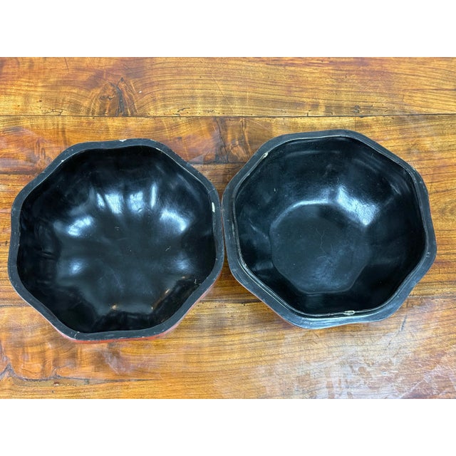 Red Chaubon Antiques Chinese Red Lacquer Gourd Shaped Box For Sale - Image 8 of 12