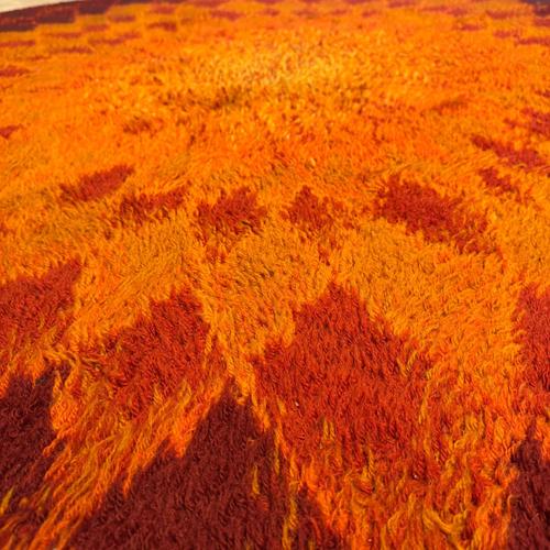 Orange Vintage Round Wool Rug, 1970s For Sale - Image 8 of 8