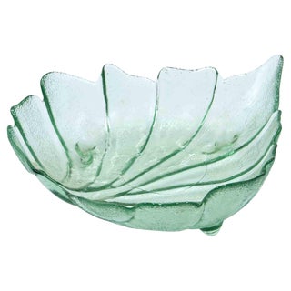 Vintage Glass Leaf Shaped Container, Italy, 1970s For Sale