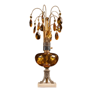 1970s Hollywood Regency Amber Glass Waterfall Table Lamp