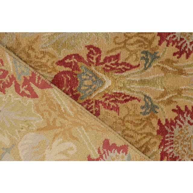 Textile Spanish European Style Runner in Gold, Red & Blue Floral Pattern by Rug & Kilim For Sale - Image 7 of 7