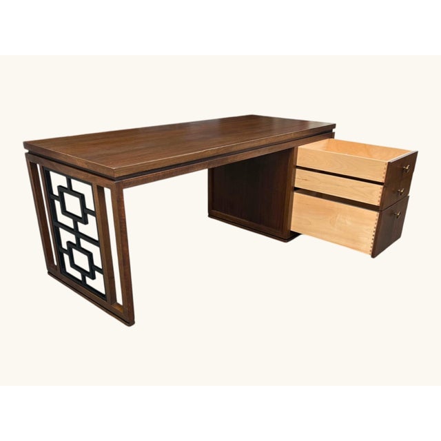 Modernist Sculptural Walnut Desk With Asymmetrical Geometric Base For Sale - Image 13 of 17