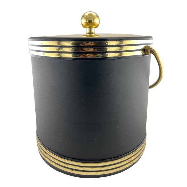 Vintage Black & Gold Ice Bucket – Mid-Century Modern Barware For Sale - Image 10 of 10