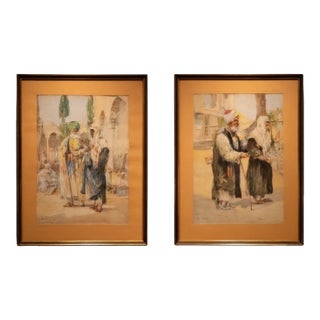 Pair of Signed Orientalist Watercolours by Carl Werner, 19th Century For Sale