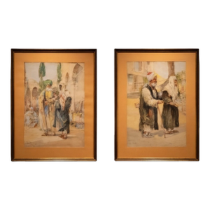 Pair of Signed Orientalist Watercolours by Carl Werner, 19th Century