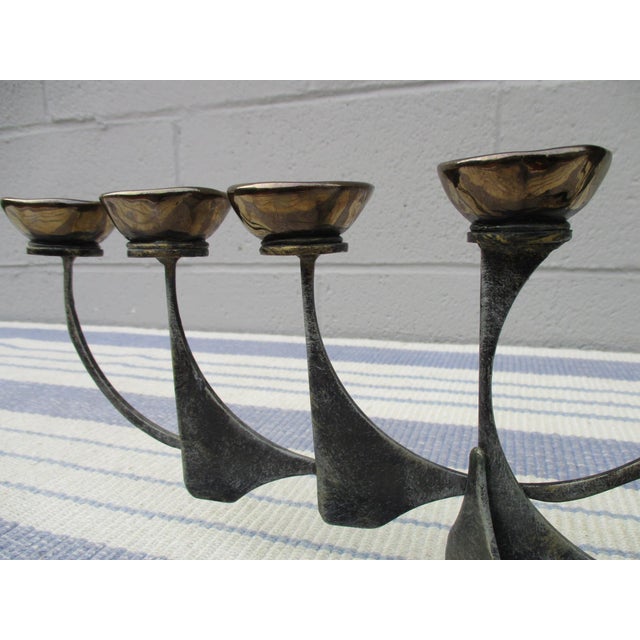 Modernist Menorah Oil Lamp Candle Holder Made in Israel Bought in Jerusalem Chairish