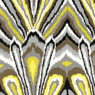 Sample- Schumacher X Trina Turk Peacock Print Fabric in Driftwood For Sale