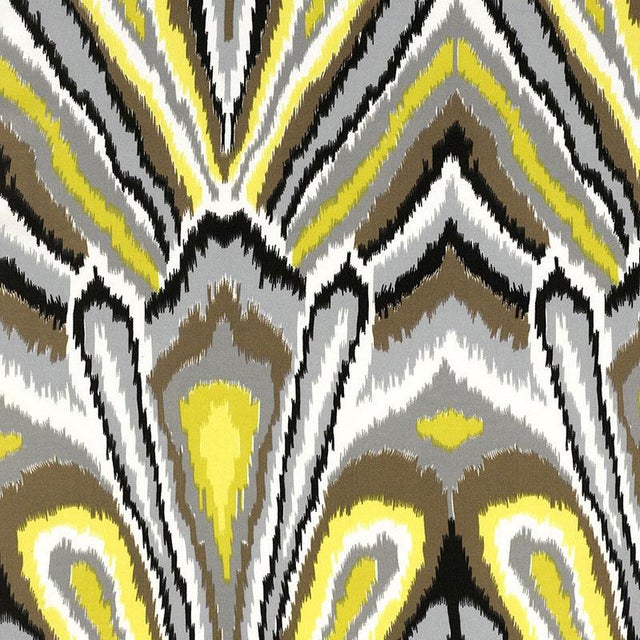 Sample- Schumacher X Trina Turk Peacock Print Fabric in Driftwood For Sale