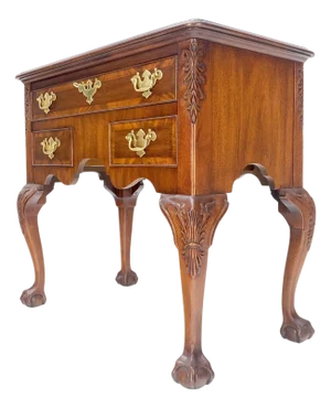 Carved Mahogany Banded Top Weiman Fine Lowboy Console Chest of Drawers