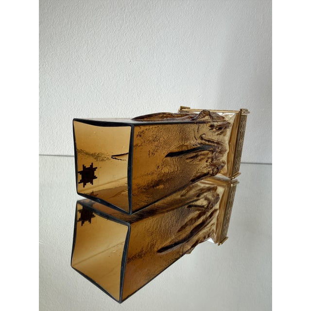 Amber Liekki Glass Vase with 24-Carat Gilded Collar by Eino Wänni for Kumela, Finland, 1970s For Sale - Image 10 of 16