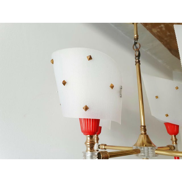 Mid-Century Modern Vintage Torch Pendant Light in Brass and Plastic, 1950s For Sale - Image 3 of 10