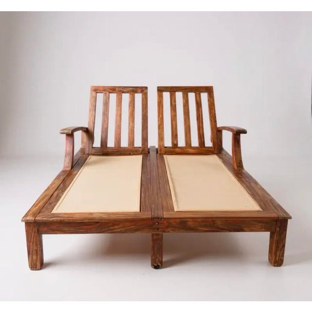 Traditional Vintage Gloster Teak Double Chaise Lounge For Sale - Image 3 of 9