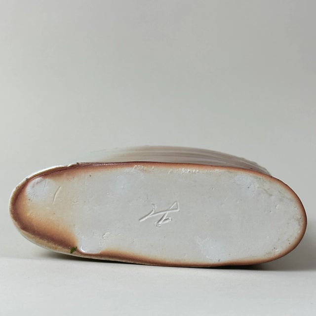 1970s Vintage Anagama Fired Ash Glaze/Crackle Glaze Stoneware Vase, Signed For Sale - Image 5 of 8