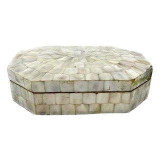 Vintage Mother-of Pearl & Brass Lidded Box For Sale