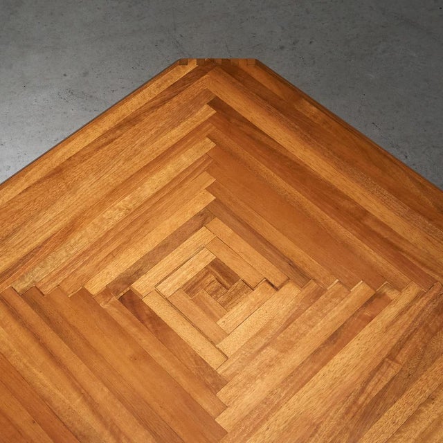 Coffee Table in Italian Walnut with Geometric Inlayed Pattern For Sale - Image 5 of 9