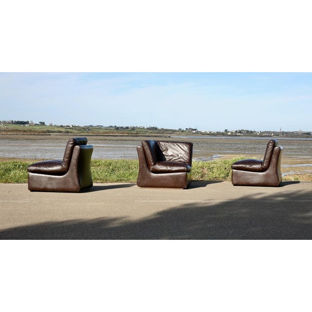 Modular Sofa in Leather, 1970, Set of 3 For Sale - Image 15 of 18