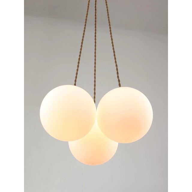 Mid-Century Italian Brass & Opaline Cluster of Lamps For Sale - Image 11 of 18