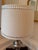 Contemporary Stiffel Brushed Nickel / Pewter-Tone Modern Classic Table Lamp With Custom Nailhead Linen Shade For Sale - Image 3 of 6