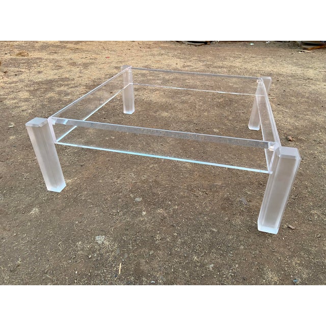 Vintage Mid Century Modern Lucite Glass Top Coffee Cocktail Table For Sale - Image 12 of 18