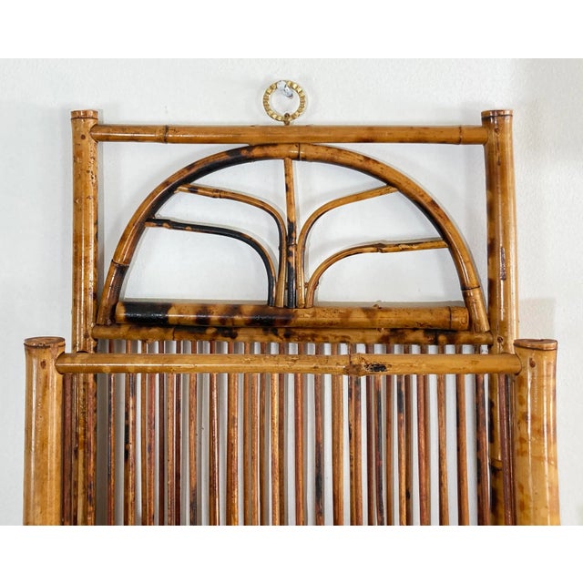 Wood Vintage Scorched Bamboo Hanging Magazine Rack For Sale - Image 7 of 7