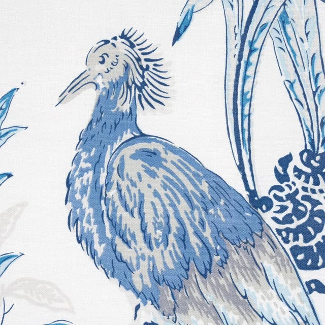 Schumacher Schumacher X Miles Redd Peacock Fabric in Porcelain For Sale - Image 4 of 5