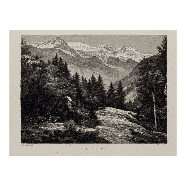 Alps - Original Lithography on Paper by A. Lauro - 20th Century 20th Century For Sale