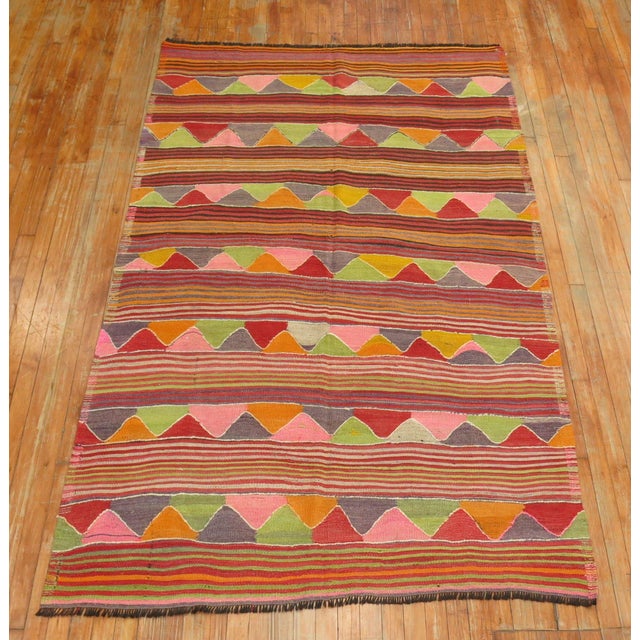 Boho Colorful 20th Century Turkish Kilim For Sale - Image 12 of 18