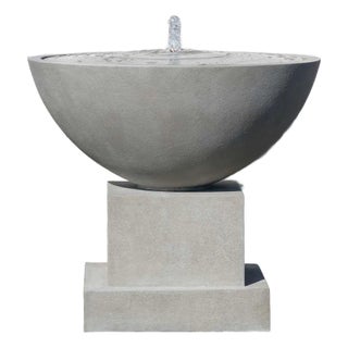 Darien Plinth Gray Fiber Concrete Fountain For Sale