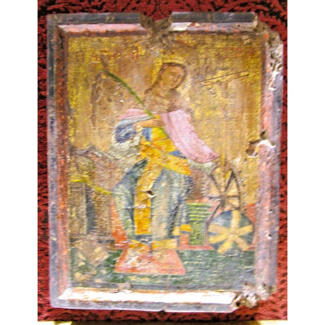 Rare Antique Icon of St. Catherine of Alexandria in a Kiot Shadow Box For Sale In Miami - Image 6 of 18