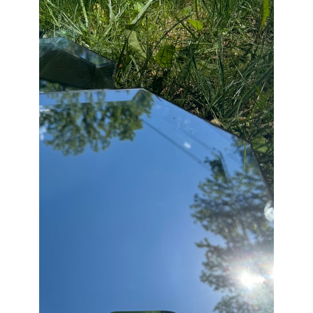 Glass 1980s Panel Wall Mirror With Beveled Edges For Sale - Image 7 of 9