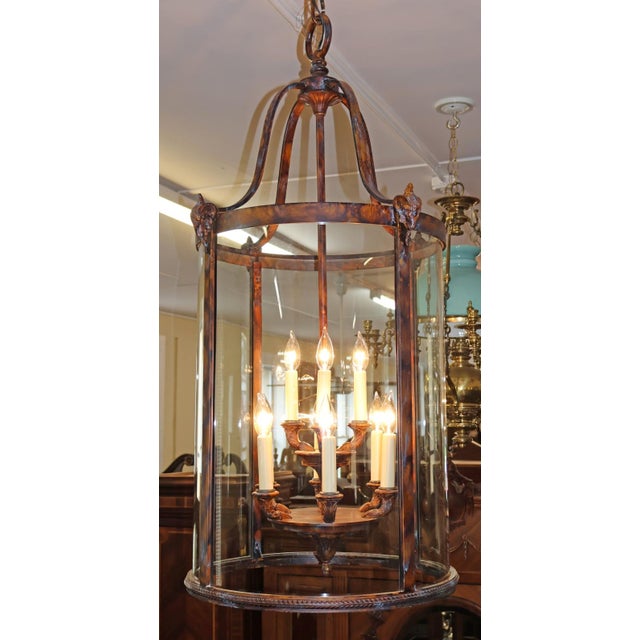 Metal Monumental 10 Light Patina Bronze Lantern Chandelier For Sale - Image 7 of 12