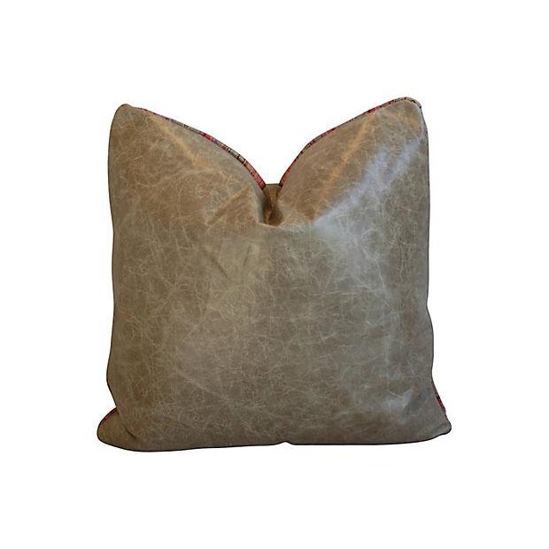 Custom Tailored Old World Weavers & Leather Feather/Down Pillows Pair