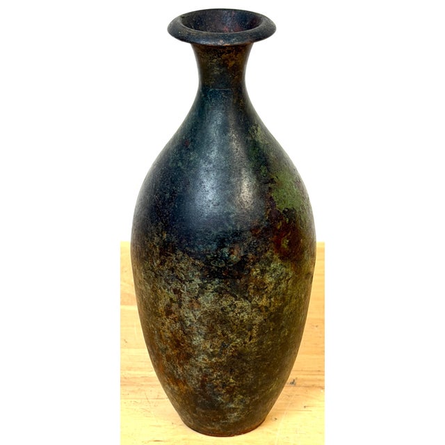 French Modern Patinated Bronze Vase, circa 1970s For Sale - Image 4 of 9