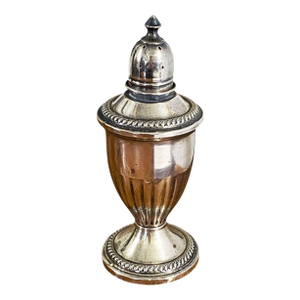 Vintage Sterling Silver Weighted Glass Lined Salt or Pepper Shaker, 4.75" H