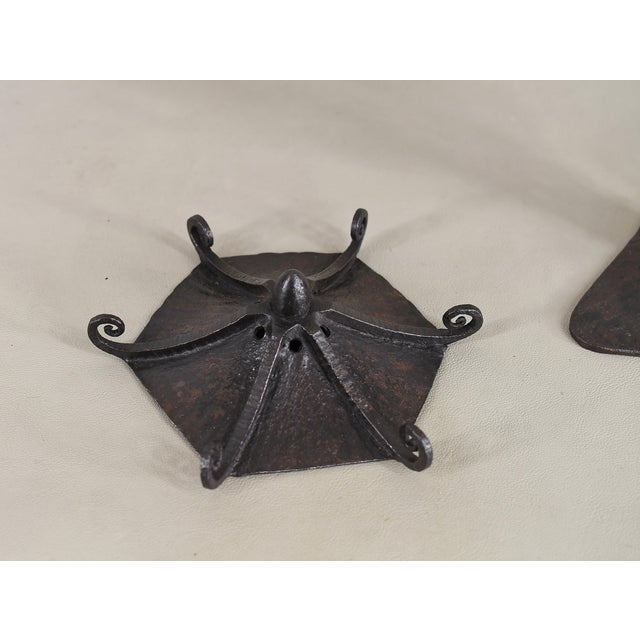 French Art Deco Pagoda Lamp by E. Gauthier & Daum - Wrought Iron 1925 France For Sale - Image 6 of 9