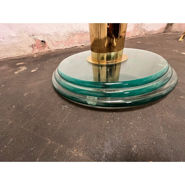Mid-Century Modern Brass and Glass Pedestal Coffee Table For Sale - Image 3 of 7