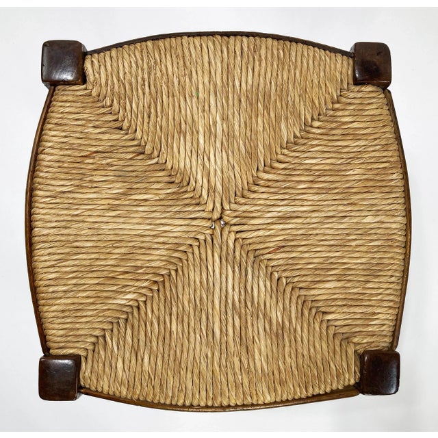 Wood Antique English Wood Woven Rush Seat Stool For Sale - Image 7 of 9