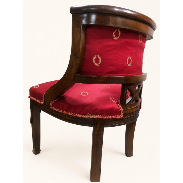 Empire French Armchair in Walnut For Sale - Image 6 of 12