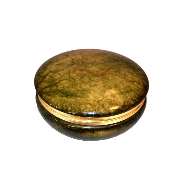 Vintage Italian Genuine Hand Carved Emerald Green Alabaster Box With