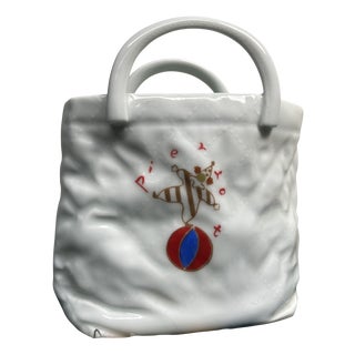 Porcelain Handbag Vase by Pierrot for Hasami Ware, 1980s For Sale