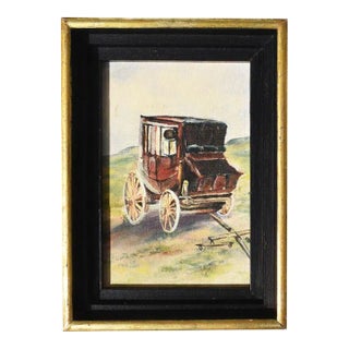 Rectangular Still Life Framed Painting of a Stagecoach For Sale